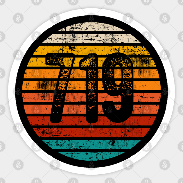 Distressed Vintage Sunset 719 Area Code 719 Area Code Sticker